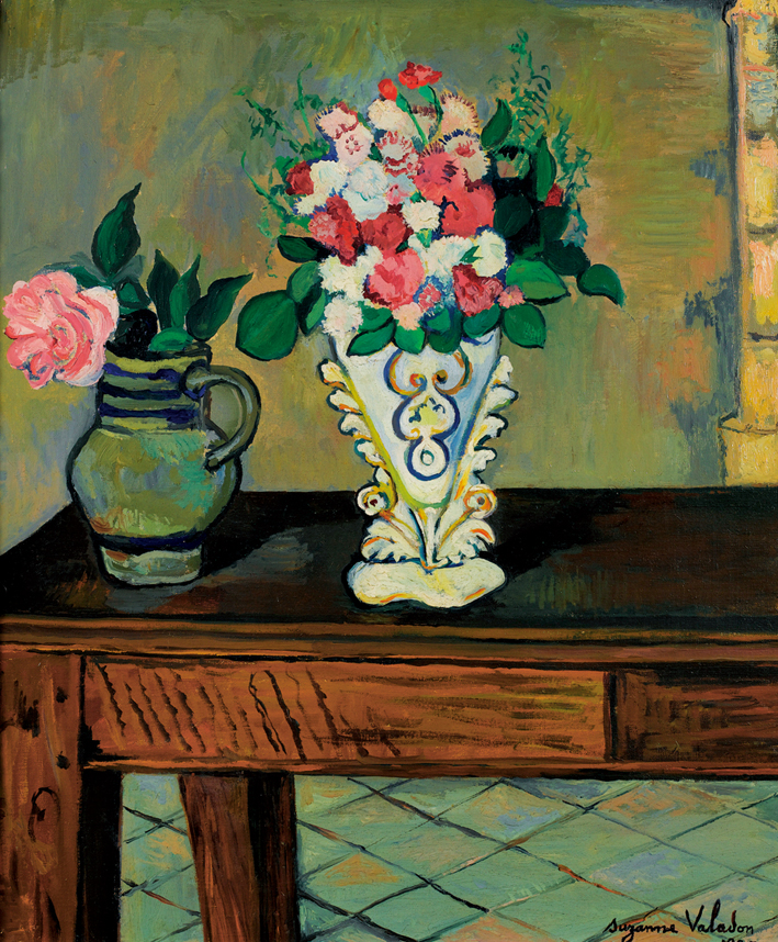  Suzanne Valadon —— DEUX BOUQUETS DE FLEURS SUR UNE TABLE